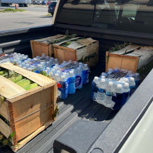 boxes of food and water